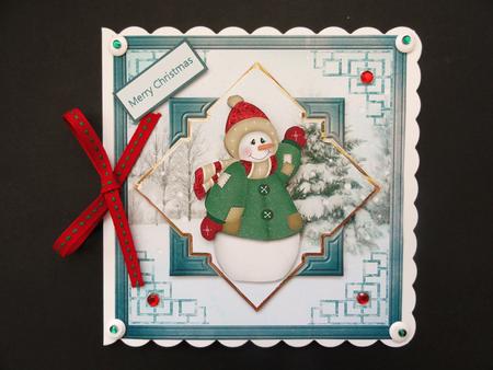 Waving Snowman Card with a Topper by Valerie Spowart