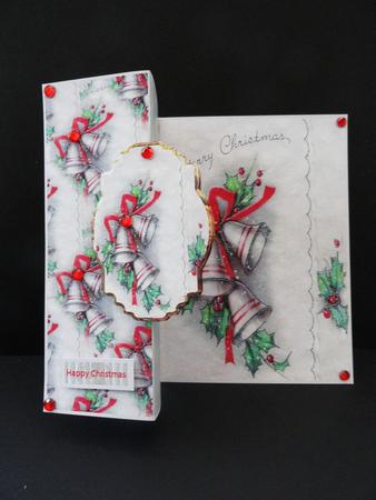 Christmas Bells No Hole Fold Back Card with Toppers by Valerie Spowart