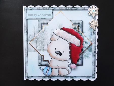 Christmas Puppy Dog Card with a Topper by Valerie Spowart