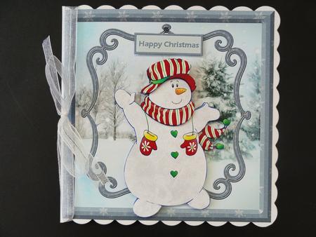 Happy Snowman Card Front and Decoupage by Valerie Spowart