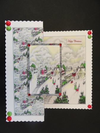 Christmas Train No Hole Fold Back Card by Valerie Spowart