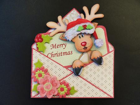 Rudolf Christmas Envelope Peeper Card Mini Kit by Valerie Spowart