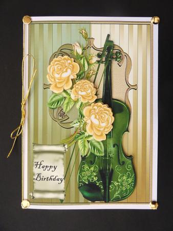 Male Card Roses and Music by Valerie Spowart