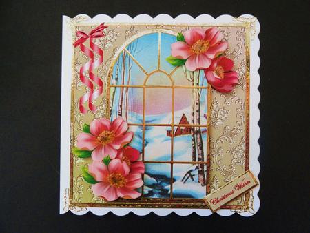 Winter Cabin Window View Card with Topper by Valerie Spowart