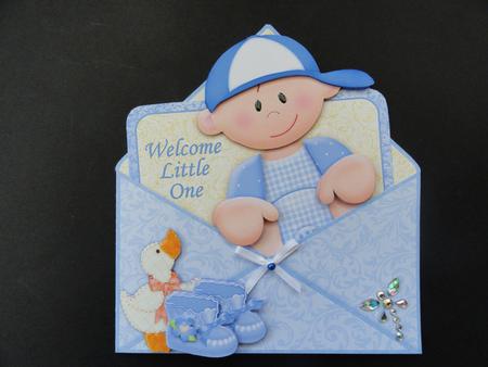 New Baby Boy Envelope Peeper Card 2 Sheet Mini Kit by Valerie Spowart