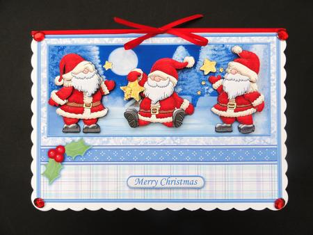 3 Jolly Santas Christmas Card Topper & Decoupage by Valerie Spowart