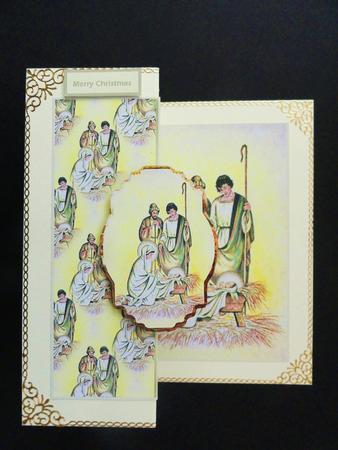 Birth of Jesus No Hole Fold Back Card with Toppers by Valerie Spowart