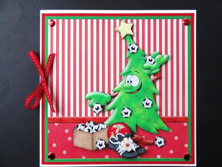 Football Fan's Christmas Tree Card Topper & Decoupage 8x8 by Valerie Spowart