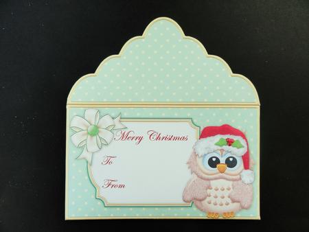 Christmas Money Wallet Brown Owl in Santa Hat by Valerie Spowart