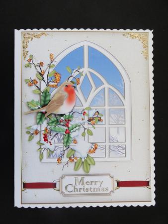 Christmas Robin Looking Through the Window by Valerie Spowart
