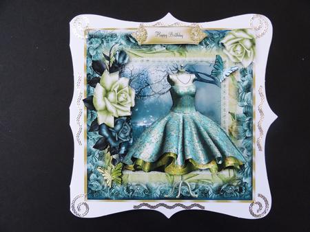 Beautiful Teal Dress Topper and Insert 5x5 by Valerie Spowart