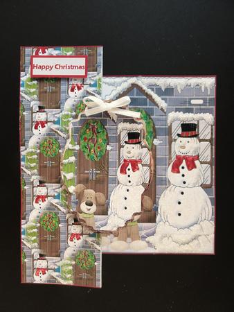 Snowman and Dog Fold Back Card with Toppers by Valerie Spowart
