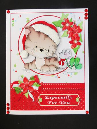 Christmas Kitty Kisses Red by Valerie Spowart
