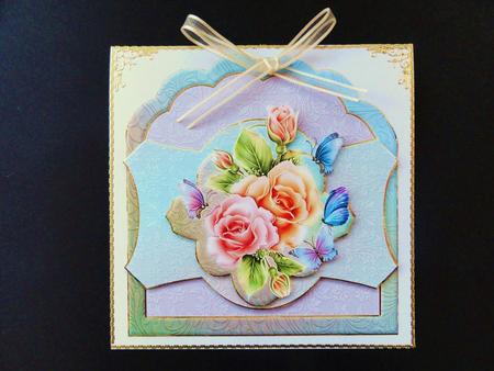 Rosy Glow Card Front with Decoupage by Valerie Spowart