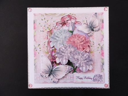 Pink Carnation Flutters Card Front Kit by Valerie Spowart