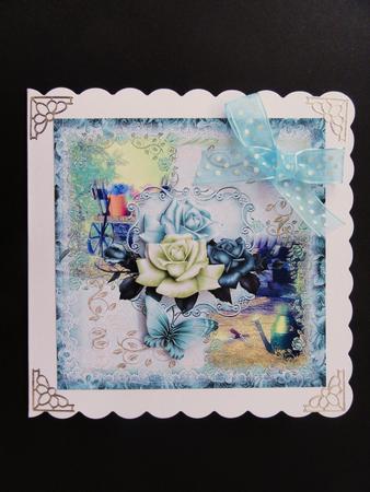 Beautiful Teal Garden Roses 8x8 Topper by Valerie Spowart
