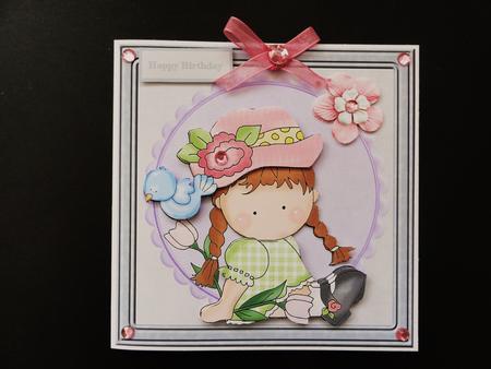 Blue Bird and Flowers Card with Decoupage by Valerie Spowart