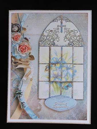 Frilled Iris in Church Window - Thinking of You - Sympathy by Valerie Spowart