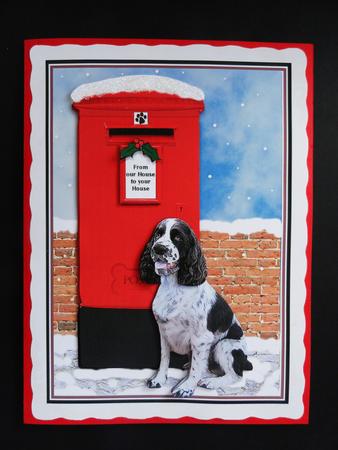 Springer Spaniel Christmas Post Box Scene by Valerie Spowart
