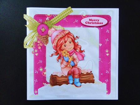 Little Girl All Wrapped Up Cuddling Her Kitty 8x8 by Valerie Spowart