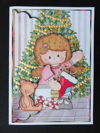 My Christmas Stocking and Teddy Scalloped Edge Envelope Card by Valerie Spowart