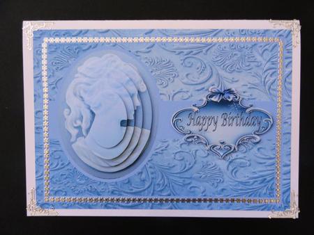 Blue Cameo Pyramid Card Topper by Valerie Spowart