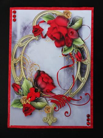 Romantic Red Roses & Golden Frame by Valerie Spowart