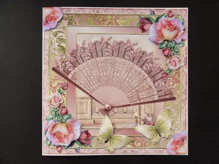 Pink Fan and Pink Roses and Flutters by Valerie Spowart