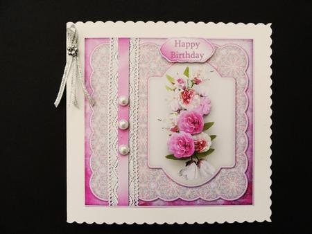 Pink Flowers, Lace and Pearls by Valerie Spowart