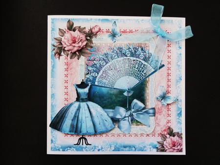 Pink Rose and Blue Dress Vintage Style by Valerie Spowart