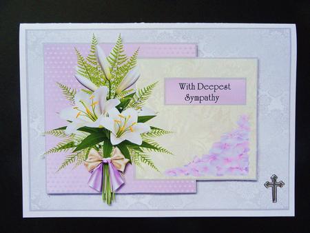 Sympathy in Lilac/white with Lilies by Valerie Spowart