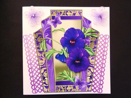 Beautiful Pansies in Art Deco Style Frame by Valerie Spowart