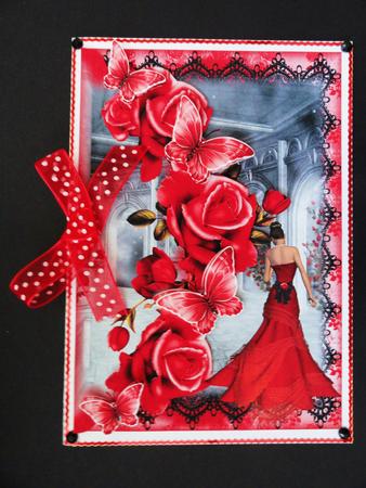 Mock Envelope Red Rose Topper by Valerie Spowart