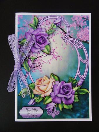 Heritage Roses & Purple Frame by Valerie Spowart