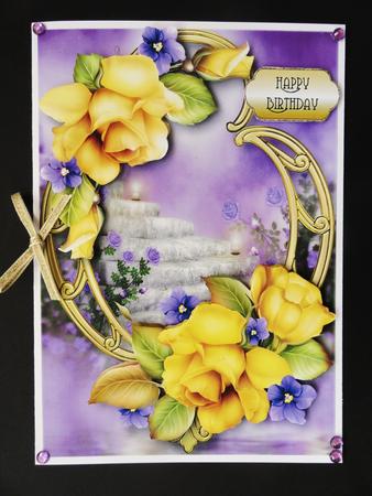 Roses, Violets & Golden Frame by Valerie Spowart