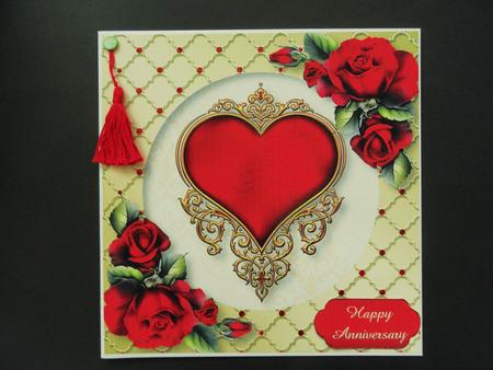 Gold Square with Heart & Red Roses by Valerie Spowart