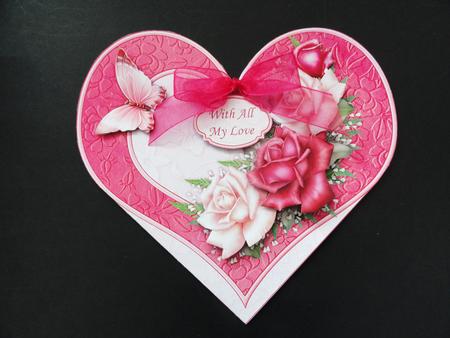 Love Roses Heart Shaped Card & Decoupage by Valerie Spowart