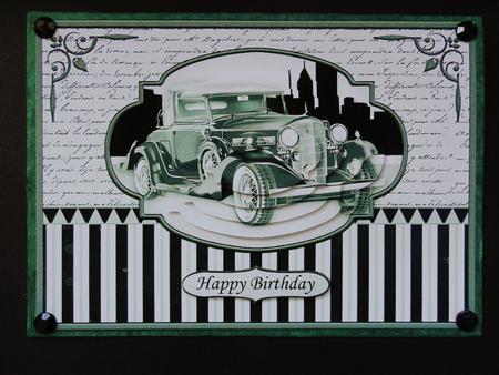 Classic Vintage Green Car Card Topper & Pyramage by Valerie Spowart