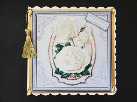 White Rose and Pearls Card and Decoupage by Valerie Spowart