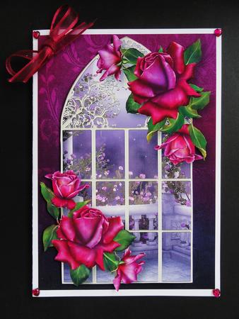 Enchanted Twilight Roses Window & Extra Plaque by Valerie Spowart