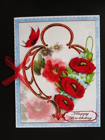 Poppies in Art Deco Frame by Valerie Spowart