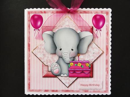 Party Elephant Card with Decoupage by Valerie Spowart