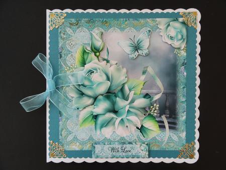 Gorgeous Teal Roses Topper by Valerie Spowart