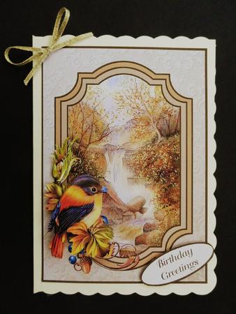 Wild Bird & Waterfall Scene by Valerie Spowart