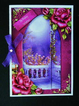 Arched Scene Stacker - Purple Roses by Valerie Spowart