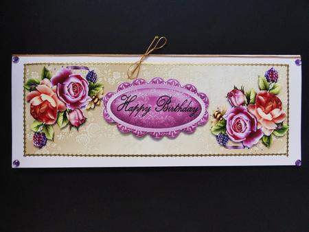Birthday with Summer Roses Dl by Valerie Spowart