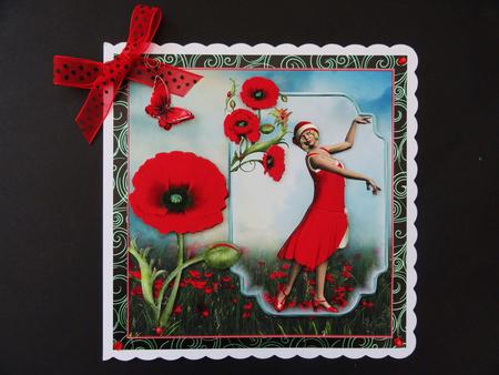 Poppy 1930's Card Front Kit by Valerie Spowart