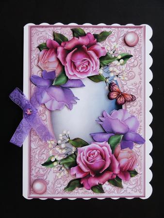 Belle Epoque Roses on Patterned Frame by Valerie Spowart
