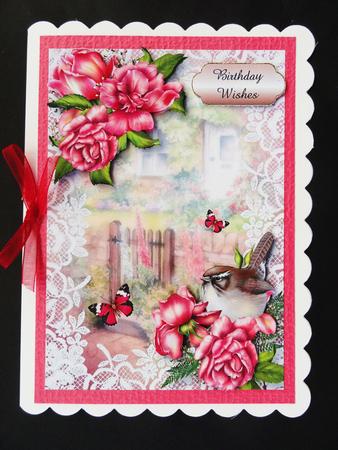 Gorgeous Glory Roses Wren on Lace by Valerie Spowart