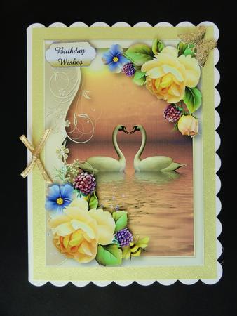 Serene Swans with Soft Yellow Roses by Valerie Spowart